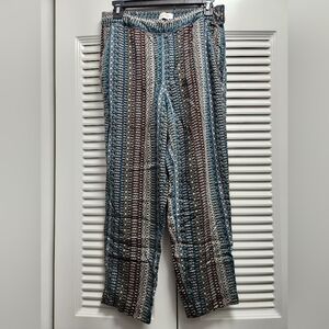 Women's Blue & Brown Printed Wide-Leg Pants